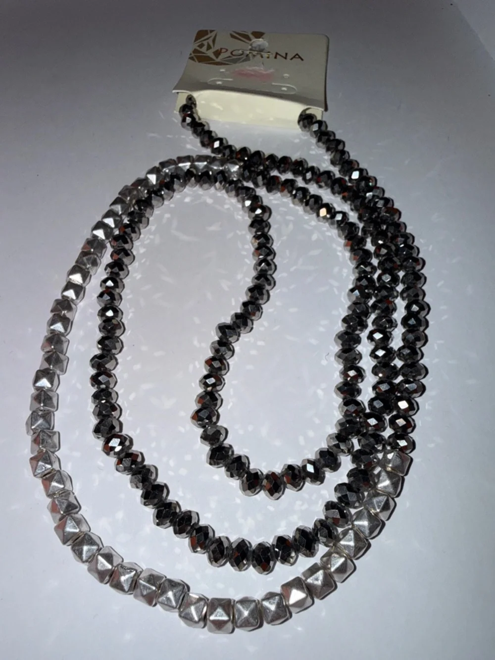 Pomina Black/Gold and Silver Beaded Necklace Set of 2